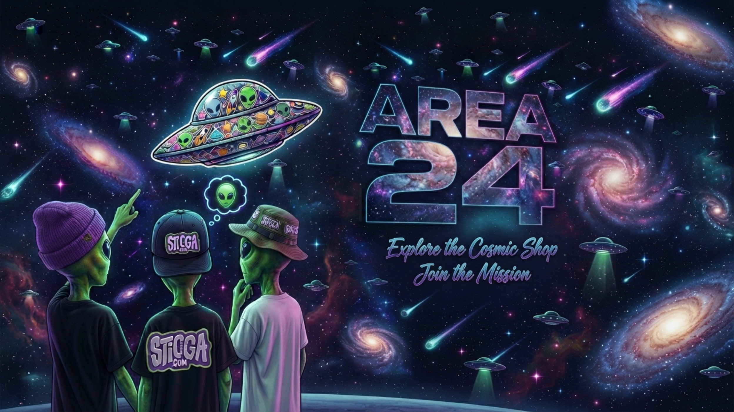 AREA 24 — Explore the Cosmic Shop · STICGA Alien Print Collection